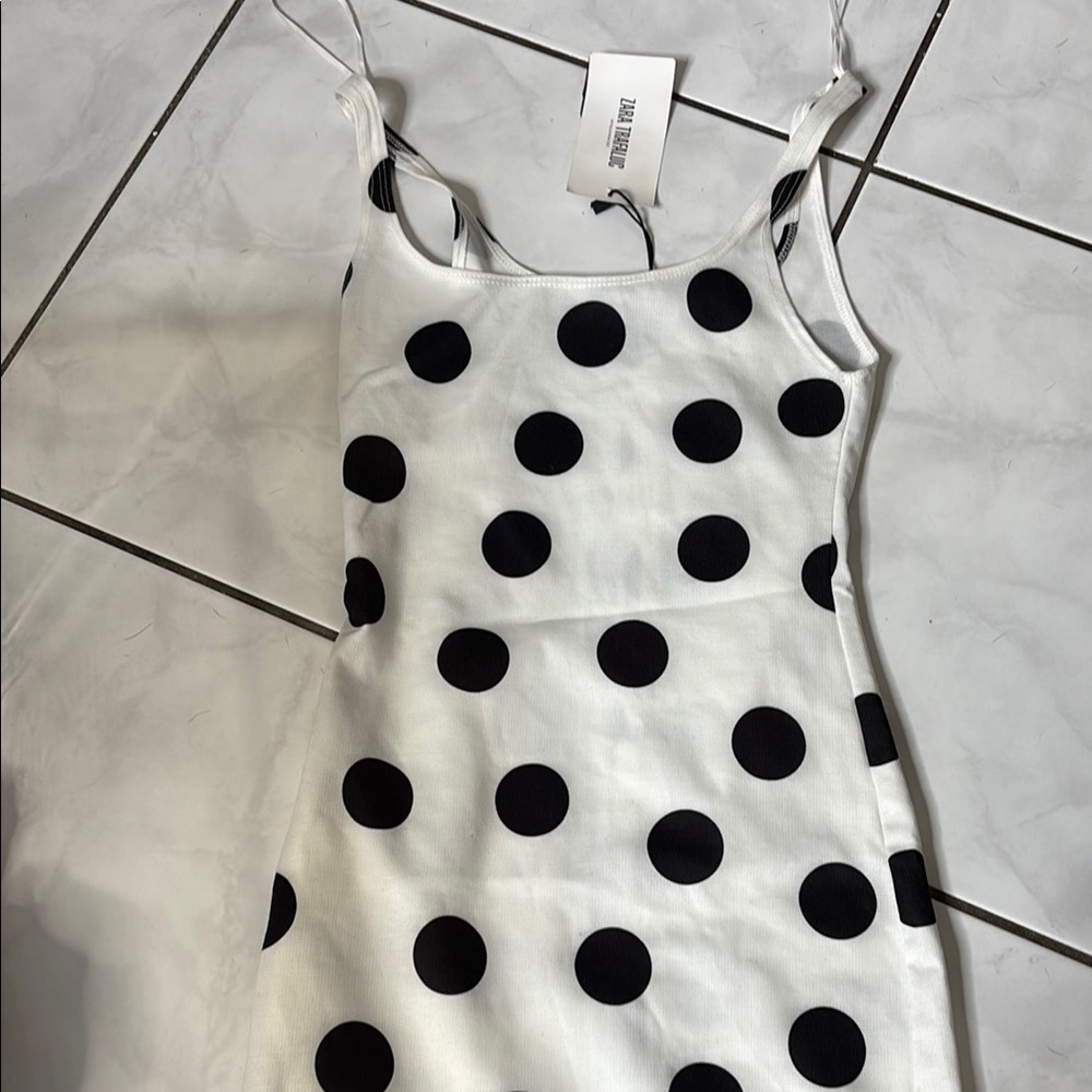 White and Black Polka Dot Dress